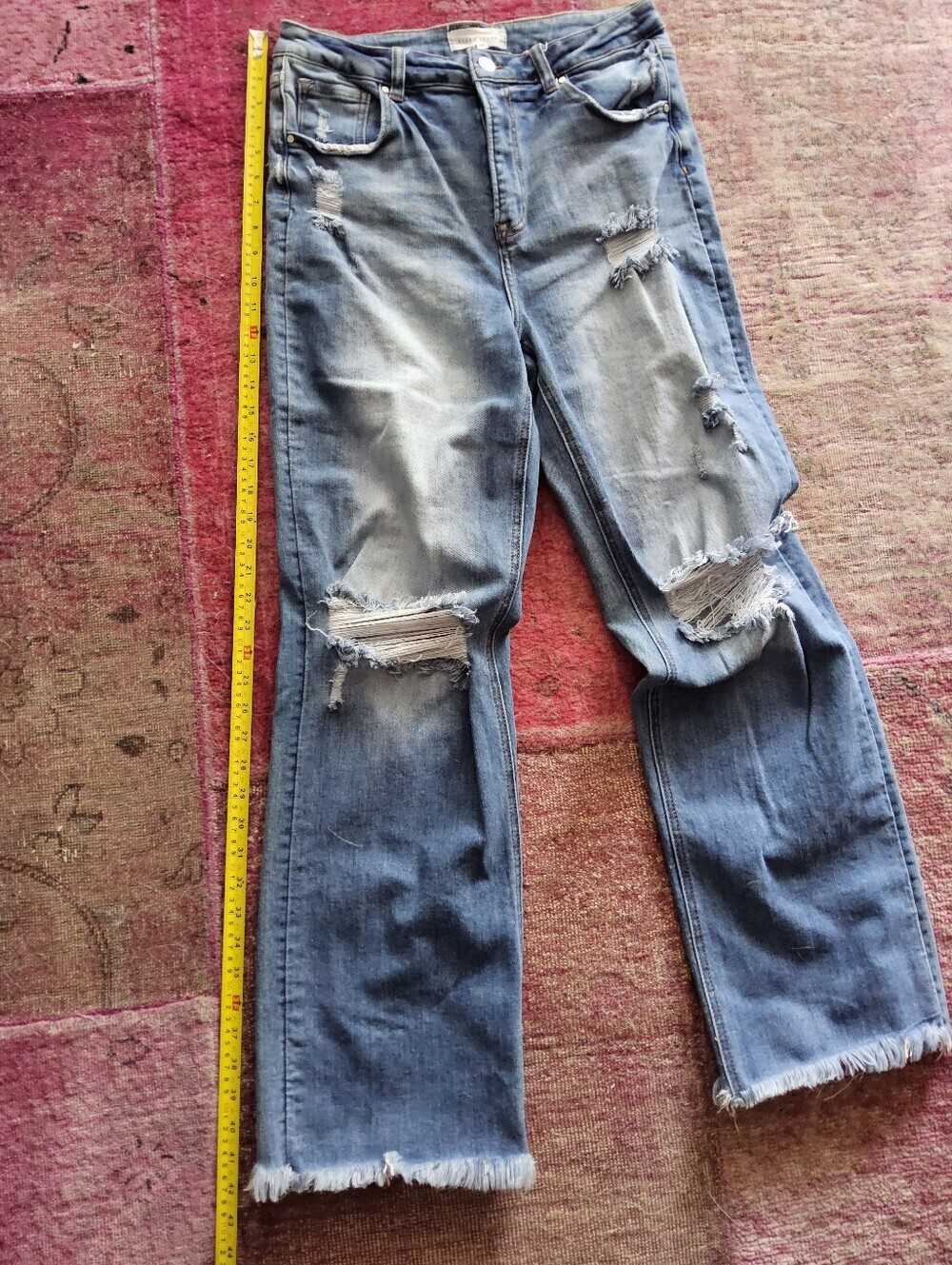 Risen High-Rise Distressed Wide-Leg Women's Jeans - Light Blue - Picture 2 of 6
